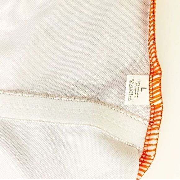 Tropical Print One-Piece Maillot Swimsuit, Orange - Picture 8 of 11